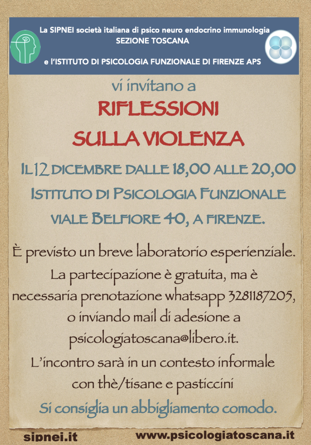 INCONTRO GRATUITO: RIFLESSIONI SULLA VIOLENZA